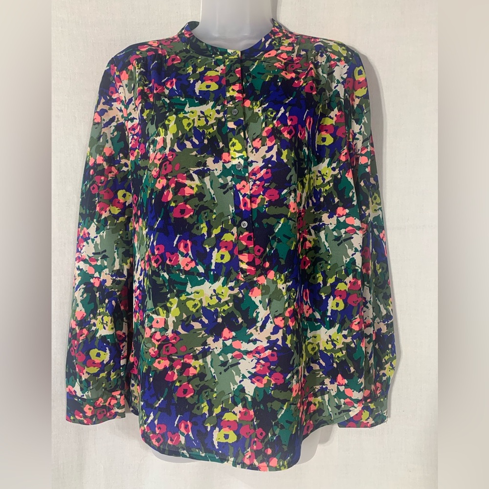J Crew long sleeve Floral Multicolor Women's Top Sz Small